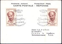 1085 BERLIN/ W.I.LENIN/ 100.GEBURTSTAG 1970 (16.7.) DDR-SSt Auf CSSR , 40 H. "Lenin" MeF , Seltene, Zulässige Ausl.-Antw - Lénine