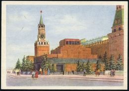 UdSSR 1954 40 Kop. BiP Spasskiturm, Grün: Lenin-Mauseleum (mit Spasskiturm, Kreml-Mauer) Kl. Druckstelle, Ungebr., Selte - Lénine