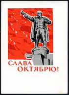 UdSSR 1967 3 Kop. BiP Rakete, Grün: "Es Lebe Der Oktober!" = Lenin-Standbild (vor Roten Fahnen) Ungebr. - Olympische Som - Lénine