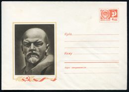 UdSSR 1969/70 4 Kop. U Staatswappen, Ziegelrot: "100. Geburtstag Lenin 1870 - 1970" In 3 Varianten (2x Lenin-Büsten, 1x  - Lénine