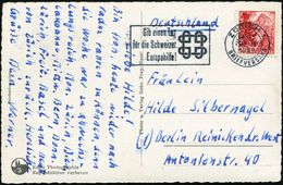 SCHWEIZ 1949 (19.3.) MWSt.: ZÜRICH 1/Gib Einen Tag/für Die Schweizer/Europahilfe! (geflochtenes Band) Bedarfs-Ausl.-Ak.  - Autres & Non Classés