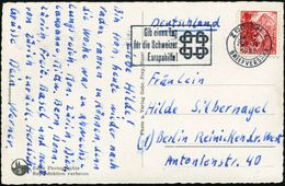 SCHWEIZ 1949 (19.3.) MWSt.: ZÜRICH 1/Gib Einen Tag/für Die Schweizer/Europahilfe! (geflochtenes Band) Bedarfs-Ausl.-Ak.  - Altri & Non Classificati