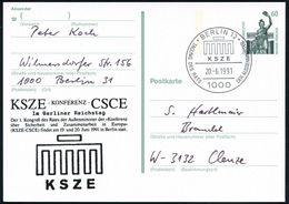 1000 BERLIN 12/ KSZE/ TAGUNG DES RATS DER AUSSENMINISTER 1991 (20.6.) SSt = Stilis. Brandenbg. Tor Auf P 60 Pf. Bavaria  - Altri & Non Classificati