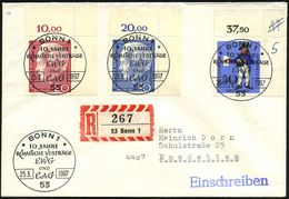 53 BONN 1/ 10 JAHRE/ RÖMISCHE VERTRÄGE/ EWG/ U./ EAG 1967 (25.3.) SSt Mehrfach + RZ: 53 Bonn 1, Klar Gest. Inl.-R-Bf. (B - Altri & Non Classificati