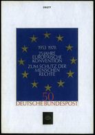 B.R.D. 1978 50 Pf. "25 Jahre Europ. Menschenrechts-Konvention", Orig. Künstler-Entwurf Von Prof. Froitzheim (17,4 X 14 C - Altri & Non Classificati