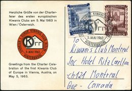 ÖSTERREICH 1963 (5.5.) SSt.: HINTERBRÜHL/CHARTER 1. EUROP. KIWANIS CLUB WIEN (Monogr.-Logo) Motivgl. Übersee-Sonderkarte - Altri & Non Classificati