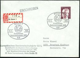 53 BONN 1/ Europ./ Denkmalschutzjahr 1975 (20.1.) SSt = Denkmalschutz-Logo + Abs.-5L: Europ. Denkmalschutzjahr 1975, Ges - Other & Unclassified