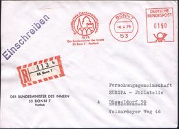 53 BONN 7/ Europ.Denkmalschutzjahr/ 1975/ Der Bundesminister Des Innern 1975 (8.4.) AFS 0190 Pf. (amtl. Logo) + RZ: 53 B - Andere & Zonder Classificatie