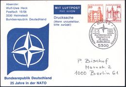 5300 BONN 2/ BRD/ 25 Jahre/ In Der NATO 1980 (5.5.) SSt = NATO-Stern , Motivgl. Flug-PP 20 + 25 Pf. Burgen (Mi.PP 120/2) - Andere & Zonder Classificatie
