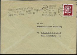 69 Heidelberg 3 1963 (23.10.) EF 20 Pf. Bach + Schw. 3L: COMMANDER IN CHIEF/UNITED STATES ARMY, EUROPE/APO 403, NEW YORK - Altri & Non Classificati