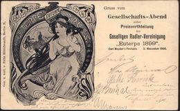 BERLIN N/ 37 1900 (4.11.) 1K-Gitter Auf S/w.-Sonderkarte: Gruss Vom Gesellschafts-Abend.. Gesellige Radler-Vereinigung " - Altri (Terra)