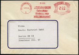 BRANDENBURG (HAVEL)/ 1/ BRENNABOR/ Fahrräder/ Kinderwagen.. 1938 (6.12.) AFS , Rs. Abs.-Vordruck: BRENNABOR-WERKE AG (In - Andere (Aarde)