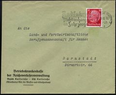 KARLSRUHE (BADEN)2/ A/ Radfahrer!/ Nicht Anhängen/ An Fahrzeuge! 1936 (17.10.) MWSt Klar Auf Firmen-Bf.: Betriebskranken - Altri (Terra)