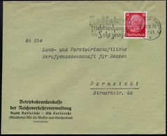 KARLSRUHE (BADEN)2/ A/ Radfahrer!/ Nicht Anhängen/ An Fahrzeuge! 1936 (17.10.) MWSt Klar Auf Firmen-Bf.: Betriebskranken - Other (Earth)