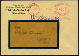 SCHWEINFURT/ 2/ Torpedo-Freilauf 1929 (19.1.) Früher AFS Klar Auf Firmen-Bf.: Fichtel & Sachs AG, Rs. Reklame "Sachslage - Altri (Terra)