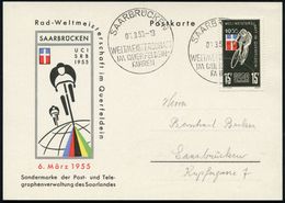 SAARBRÜCKEN/ WELTMEISTERSCHAFT/ IM QUERFELDEIN=/ FAHREN 1955 (6.3.) SSt Auf EF 15 F. Querfeldein-WM , Motivähnl. Sonderk - Altri (Terra)