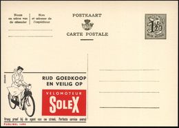 BELGIEN 1954 1,20 F. Reklame-P. Wappenlöwe, Oliv: ..VELOMOTEUR/ SOLEX.. (Frau Auf Velo-Solex Mofa) Ungebr. (Mi.P 289 II  - Autres (Terre)