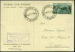 ITALIEN 1954 (8.11.) SSt: MILANO/SESSANTENNIO DEL T.C.I. = T Ouring-Club Italiano A.EF 25 L. "T.C.I."-Jubil. = Radfahrer - Altri (Terra)