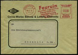 CHEMNITZ 1/ Feurin/ D.staatl.zugelassene/ Feuerschutz-/ Jmprägnierung/ F.Holzbauten U./ Textilien 1942 (20.11.) Seltener - Brandweer