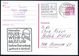3130 LÜCHOW,NIEDERSACHS 1/ Md/ Histor./ FEUER-/ WEHR-/ MUSEUM/ Lüchow.. 1989 (Okt.) MWSt = Kopf Mit Feuerwehrhelm Auf Am - Pompieri