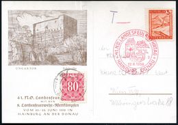 ÖSTERREICH 1958 (22.6.) Seltener, Roter SSt.: HAINBURG, DONAU/41. ;.Ö. LANDESFEUERWEHRTAG (Ungarntor, Wappen) Inl.-Nachg - Feuerwehr