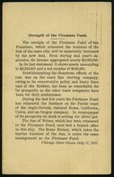 U.S.A. 1895 (18.7.) PP 1 C. Washington, Schw.: Strength Of The Firemans Fund.. (Chicago Inter Ocean) MaSt: CHICAGO,ILL/S - Pompieri