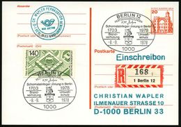 1000 BERLIN 12/ 275 Jahre/ Schornsteinfeger-Innung../ Brand-/ Verhütung/ Umwelt-/ Schutz 1978 (8.9.) SSt (Kaminkehrer-Lo - Pompieri