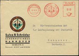 (20a) HANNOVER 2/ SCHORNSTEINE SULZE & SCHRÖDER/ FEUERUNGEN.. 1951 (11.9.) Dekorativer AFS (Logo Mit Fabrikschlot) Auf M - Pompieri