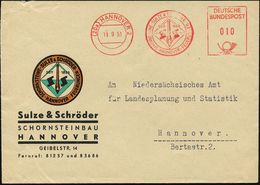 (20a) HANNOVER 2/ SCHORNSTEINE SULZE & SCHRÖDER/ FEUERUNGEN.. 1951 (11.9.) Dekorativer AFS (Logo Mit Fabrikschlot) Auf M - Feuerwehr