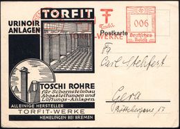 HEMELINGEN/ Toschi/ TORFIT-WERKE 1936 AFS (Monogr.) Auf Reklame-Kt.: Urinoir, Schornstein-Abgasleitungen, Lüftung.. , De - Bombero
