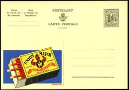 BELGIEN 1954 1,20 F. Reklame-P., Oliv: UNION MATCH.. = Zündholzschachtel , Fläm.Titel Oben, Ungebr., (Mi.P 289 II / 1253 - Sapeurs-Pompiers