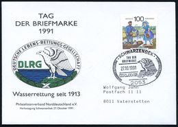 2053 SCHWARZENBEK/ TAG DER/ BRIEFMARKE/ DLRG 1991 (27.10.) SSt = Seeadler (Logo Der DLRG) Motivgl. SU: DLRG Wasserrettun - Pompieri