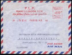 FRANKREICH 1960 (1.4.) AFS.: PARIS 42/F.L.F./FRANCO LONDON FILM/Les Films Francais De Qualité , Ausl.-Flp.-Bf. An Die Uf - Cinéma