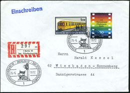 1 BERLIN 12/ 22.INTERNATIONALE FILMFESTSPIELE 1972 (26.6.) SSt = Regiestuhl, Scheinwerfer Auf 30 Pf. Filmfestival (Mi.53 - Kino