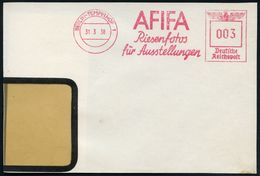 BERLIN-TEMPELHOF 1/ Riesenfotos/ Für Ausstellungen 1938 (31.3.) Seltener AFS Klar Auf Gr. Briefstück (Dü.E-5CG) - Rotes  - Fotografia
