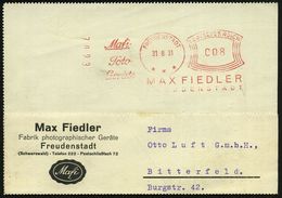 FREUDENSTADT/ ***/ Mafi/ Foto-/ Geräte/ MAX FIEDLER 1931 (31.8.) Seltener AFS "Komusina" Auf Firmen-Kt. Mit Firmen-Logo, - Photographie