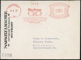 STUTTGART/ 10/ Marhaus/ MARWITZ & HAUSER/ OPTISCHE FABRIK 1932 (24.6.) AFS = Brille Klar Auf Adreß-Zettel (Dü.E-1CEh) -  - Fotografie