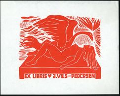 TSCHECHOSLOWAKEI 1976 Monochromes "EX LIBRIS J.VILS-PEDERSEN" = Leda Mit Schwan (sign. "J A") In Rot (12,7 X 10,2 Cm) -  - Ohne Zuordnung