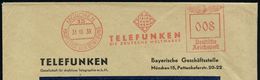 MÜNCHEN/ 15/ HDB/ TELEFUNKEN/ DIE DEUTSCHEN WELTMARKE 1938 (13.9.) AFS (Blitz-Logo) Firmen-Bf.: TELEFUNKEN; Gesellschaft - Sin Clasificación