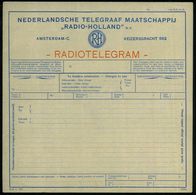 NIEDERLANDE 1937 Radio-Telgramm-Formular: "RADIO-HOLLAND" N.V. - RADIOTELEGRAM - (kl. Eckbugspuren) Ungebr. (Form: R.H.  - Non Classificati