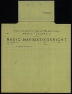 NIEDERLANDE 1949 (ca.) Formular-Falt-Bf. "RADIO-HOLLAND" N.V. RADIO-NAVIGATIEBERICHT (Klappe Abgetrennt, Unten Kl. Randm - Sin Clasificación