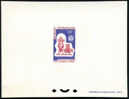 ZENTRALAFRIKANISCHE REPUBLIK 1965 50 Fr. "100 Jahre UIT": Doignon-Regler Für Hughes-Telegrafen, Ungez. Einzelabzug In Bl - Unclassified