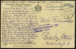 DEUTSCHES REICH 1918 (6.3.) 1K-Brücke: DEUTSCHE FELDPOST/*** = Tarnstempel + Viol. 3L: ... Bayer. Div. Funkerabt. 104..  - Ohne Zuordnung