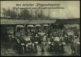 DEUTSCHES REICH 1917 (ca.) Große S/w.-Foto-Ak.: Kraftwagenstand Einer Armeefernsprechabteilung Mit Zensur-Vermerk: Zensi - Unclassified