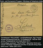 DEUTSCHES REICH 1917 (26.4.) Aptierter, Bayer. 2K-Gitter: FELD-POST/** = Tarnstempel + Viol. 1K-HdN: Kgl. Preuss. Armee- - Ohne Zuordnung