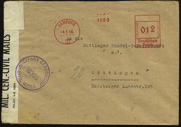 HAMBURG/ 37 1946 (4.1.) Aptierter AFS Ohne Abs.-Klischee = Hakenkreuz U. Text Entfernt + Viol. Zensur-1K: MILITARY CENSO - Non Classés