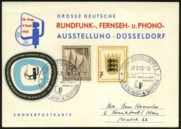 (22a) DÜSSELDORF 1/ GR.DEUTSCHE/ RUNDFUNK-,FERNSEH-u.PHONO-/ AUSSTELLUNG 1955 (26.8.) SSt (TV-Bildschirm, Mikro) + Motiv - Non Classificati