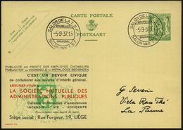 BELGIEN 1937 (Sept.) SSt: BRUXELLES/BRUSSEL/SALON DE LA T.S.F. = Funk- U. Amateurfunk-Ausstellung , Klar Gest. Inl.Kt. - - Sin Clasificación