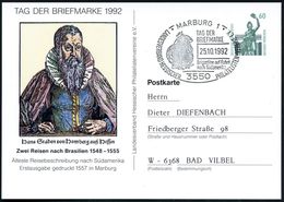 3550 MARBURG 1/ TAG DER/ BRIEFM./ Brigantine Auf Fahrt/ N.Südamerika 1992 (25.10.) SSt (Brigantine) Auf PP 60 Pf. Bavari - Géographie