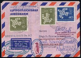 Schonach/ Schwarzw. 1962 (12.4.) 2x 10 Pf. U. 40 Pf. CEPT Auf Aerogramm Nach Den Orcadas, Blauer AS.: ISLAS ORCADAS DEL  - Geographie
